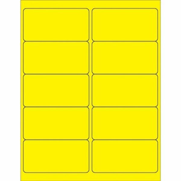 Bsc Preferred 4 x 2'' Fluorescent Yellow Rectangle Laser Labels, 1000PK S-3847Y